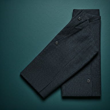 Navy blue suit fabric close up