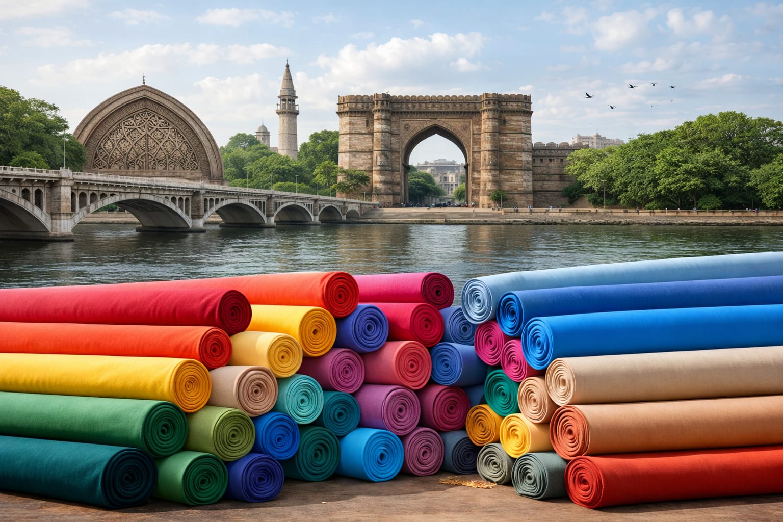 Dark olive solid dyed 100% cotton twill fabric rolls supplied in Ahmedabad for garment manufacturers