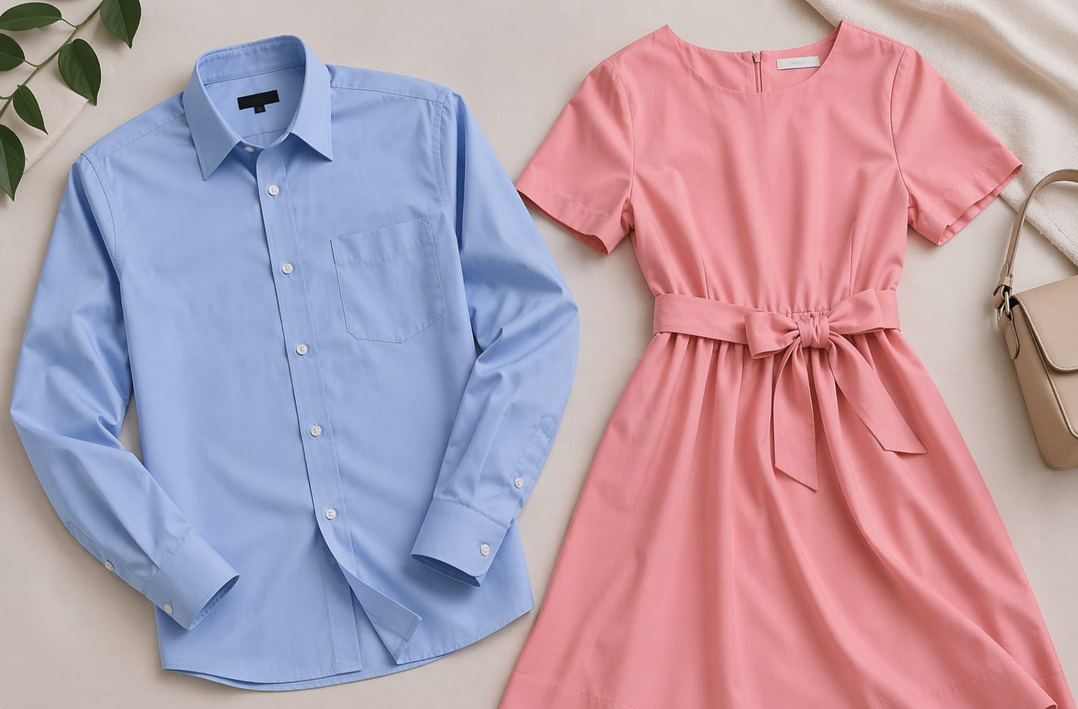 Close-up of smooth cotton poplin fabric texture with fine ribbed weave in solid blue