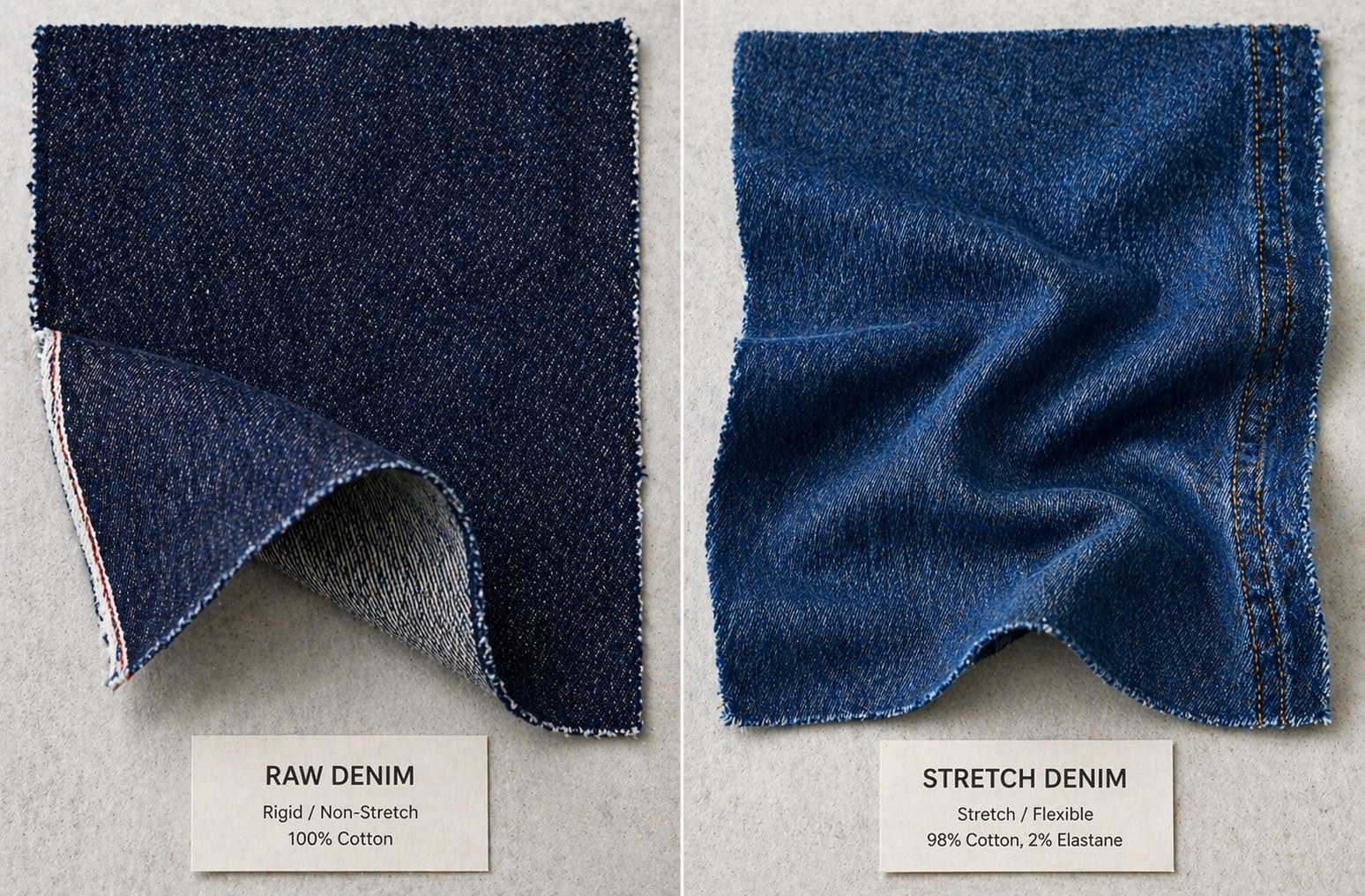 Raw vs Stretch Denim Fabric: Key Differences You Should Know Raw vs Stretch Denim Fabric: Key Differences You Should Know