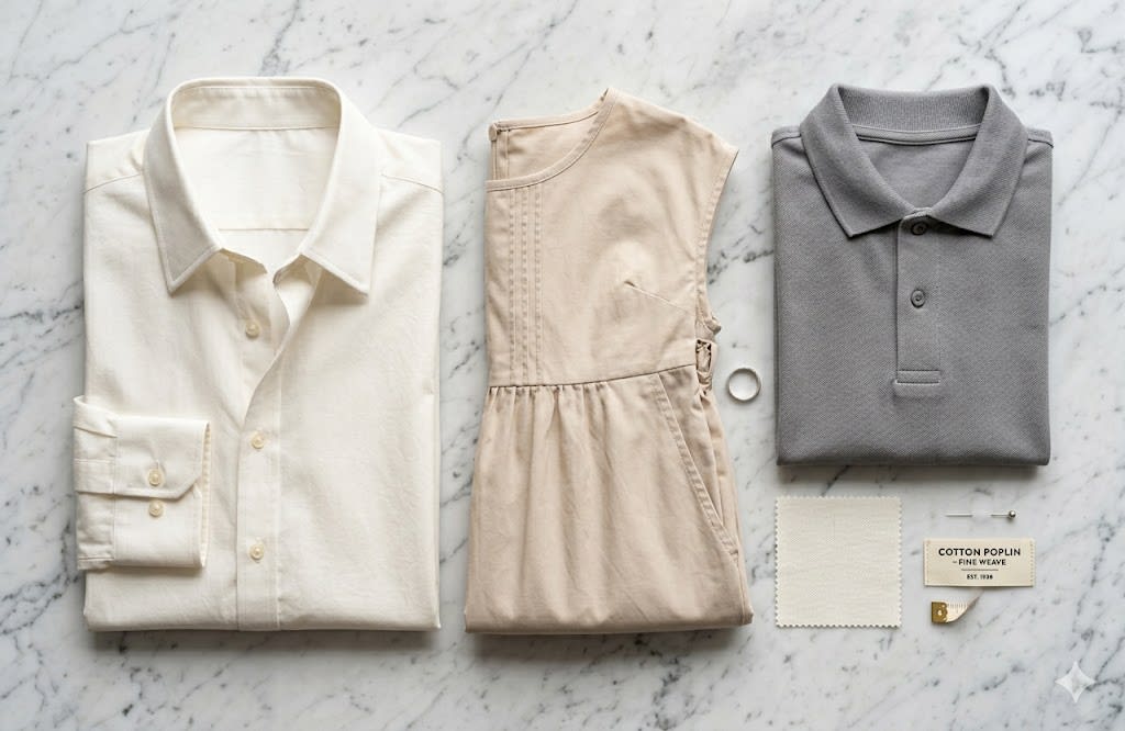 Cotton poplin swatches for B2B garment production review