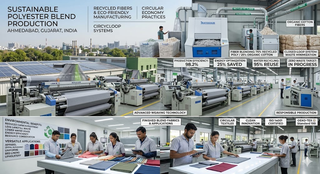 Fabric buyer comparing polyester blend sourcing specifications