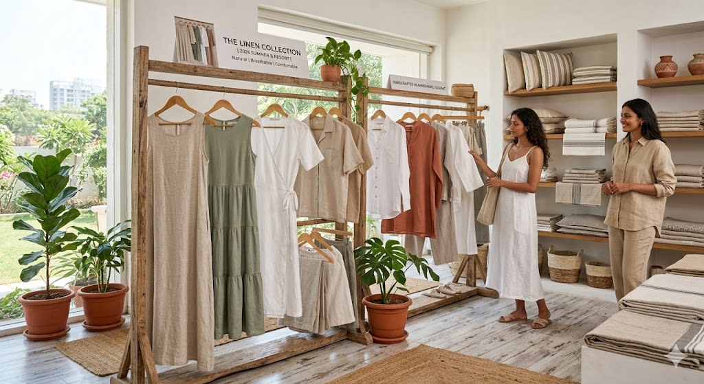 Contemporary linen garments for summer apparel sourcing