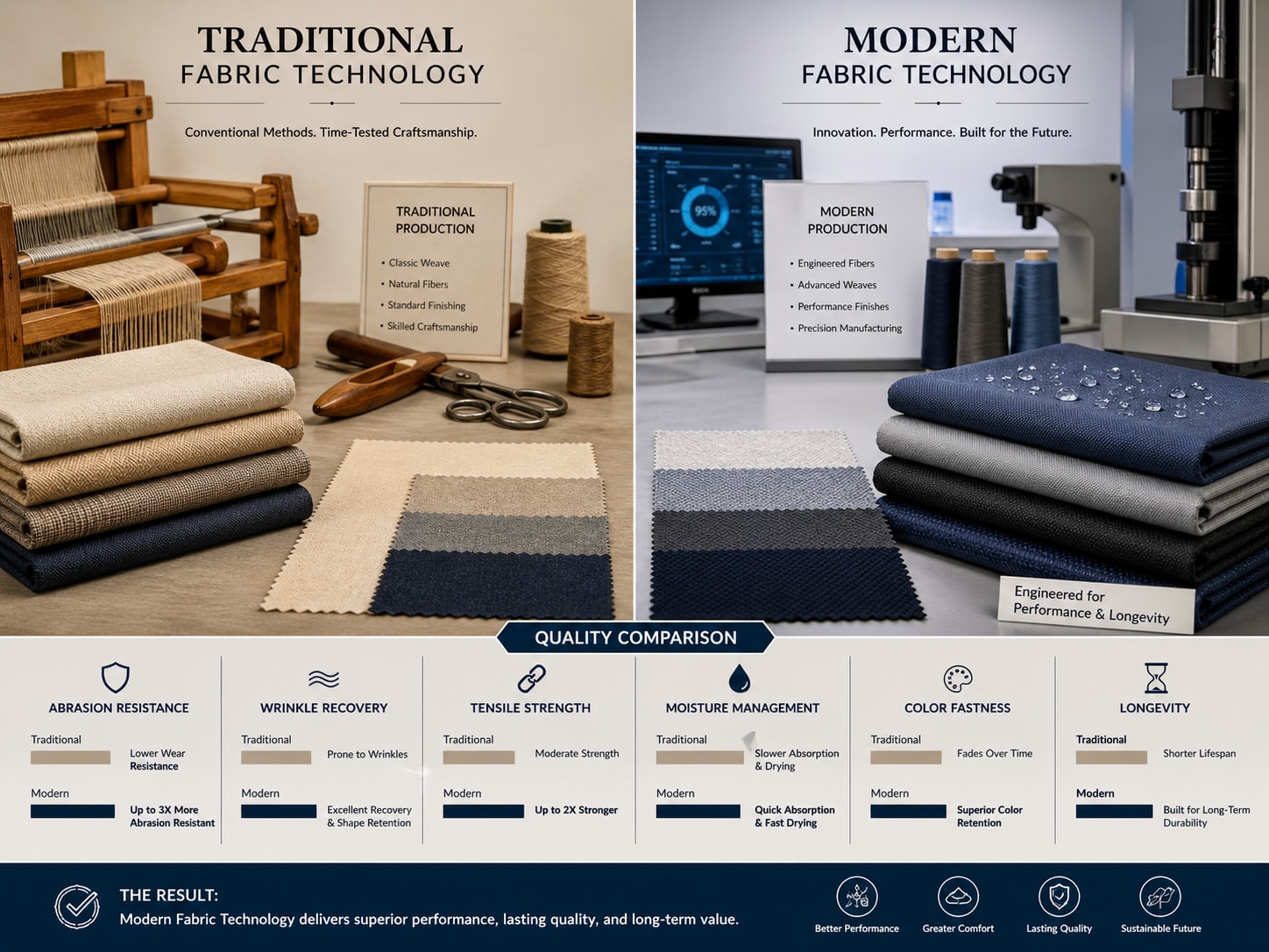 Fabric technology comparison for comfort, durability and sourcing