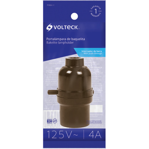 Portalámpara de baquelita, con interruptor de barra, Volteck, Portalámparas,  46501