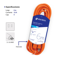 Extension Electrica 6mts Er-6x16 Volteck Naranja 48044