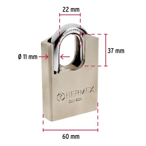 Candado Hermex 60mm Cai-60a Acero Maxima Seg 43335 | Agencia Global