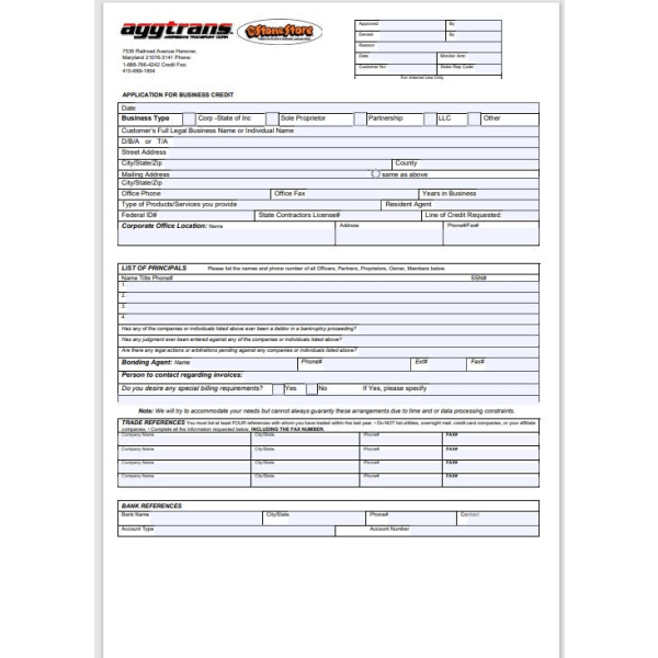 Contractor Credit App