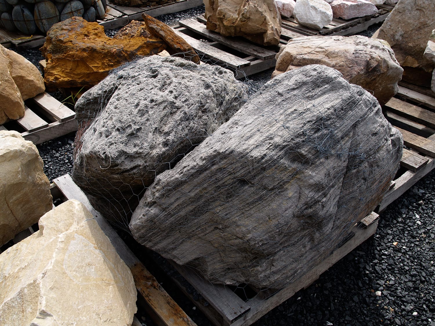 Boulders on a pallet