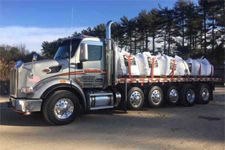 The Stone Store flatbed truck preparing to deliver Super Baggs to customers.