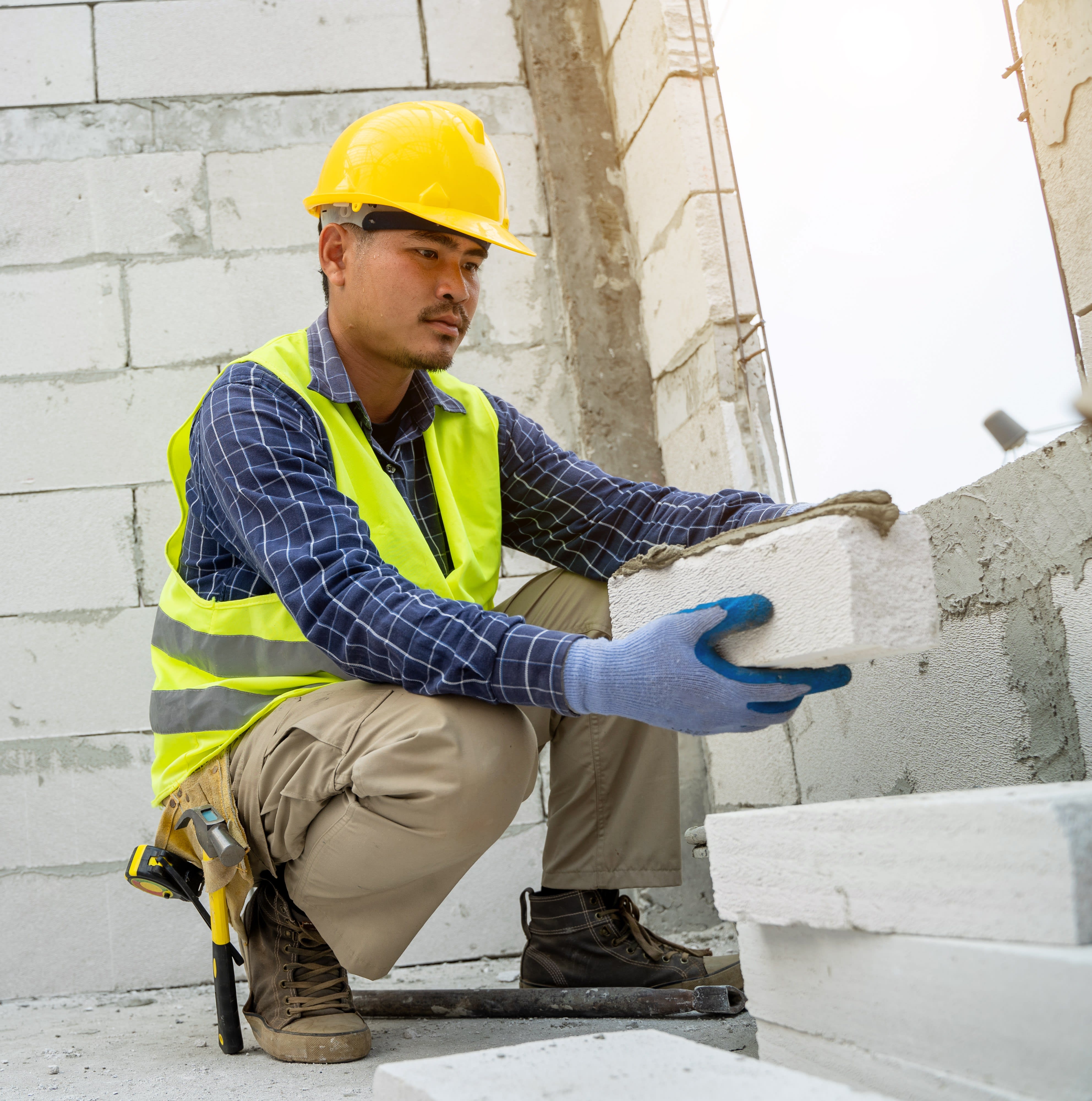 Contractor Building a wall