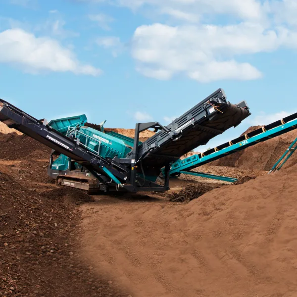 Screening topsoil at our headquarters in Harmans, MD Screening Topsoil