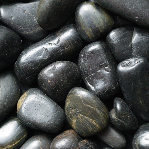 Black Polished Beach Pebbles
