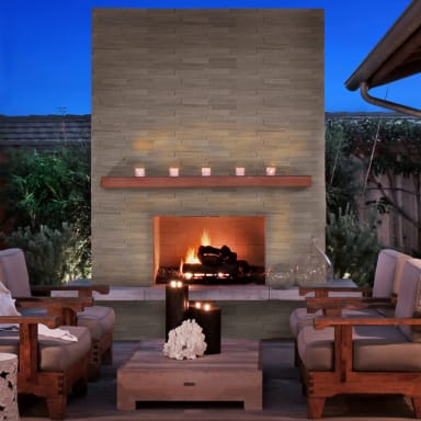 Gray Oak3D Marble Honed Outdoor Fireplace