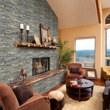 Sierra Blue Quartzite splitface Indoor Fireplace