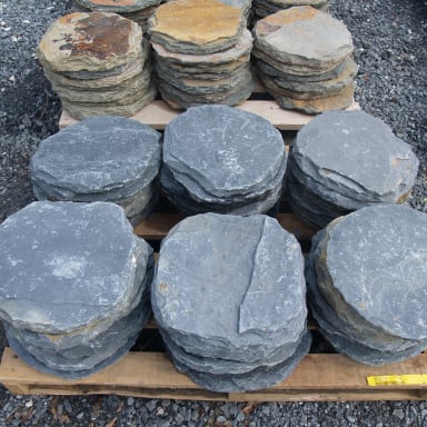 Charcoal and Multi-colored Steppers Palletized Close-up