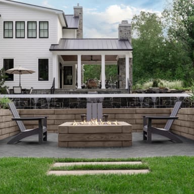 Techo-Bloc Borealis Wall and Firepit Seating Area