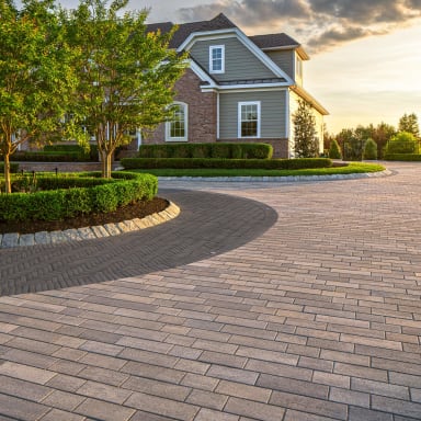 Techo-Bloc Linea Paver Champlain Grey Roundabout Driveway