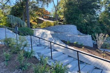 Hardscaped steps, walls and walkway