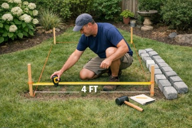 Most paths work best at 3-4 feet wide and in areas with good drainage.