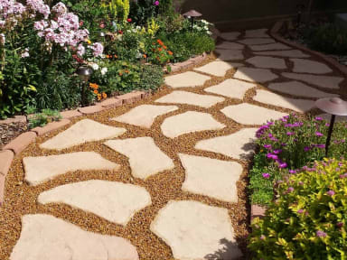 Permeable Gravel contained with Gravel-lok edging 