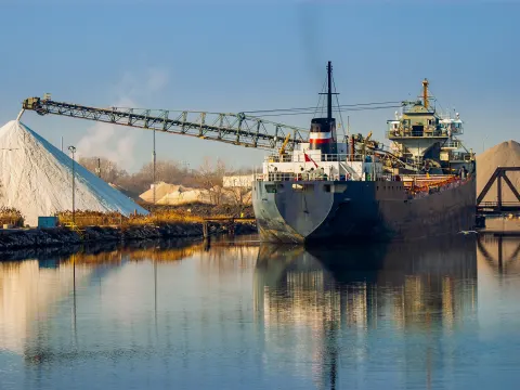 Ship unloading salt