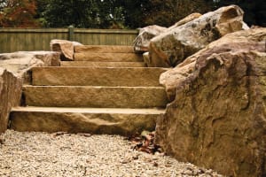 Custom Sandstone Steps with Adjoining Boulders 