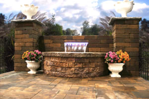 Interlocking Pavers Wall System Golden Brown Water Feature