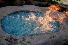 boulders, firepit boulder and recycled glass