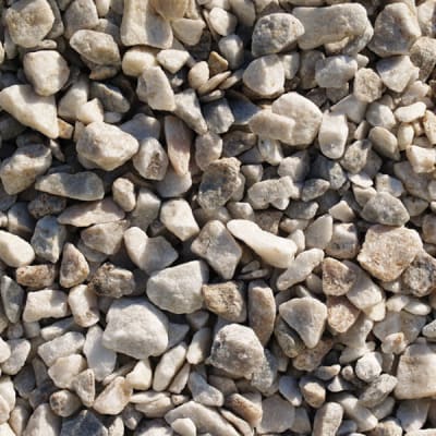 number 7 stone, gray white crushed stone