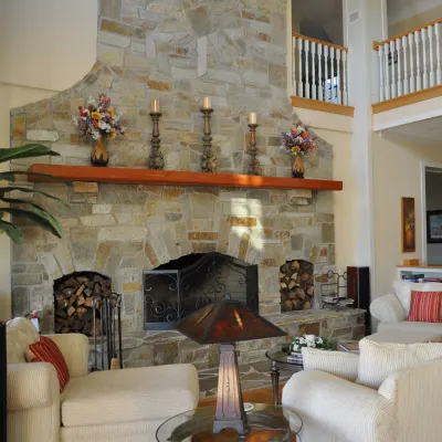Irregular Flagstone Floor to Ceiling Fireplace Irregular Flagstone Floor to Ceiling Fireplace