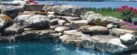 Boulders in a Poolside Waterfall