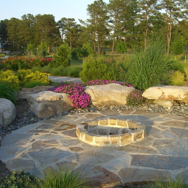 Irregular Flagstone Patio and Fire Pit
