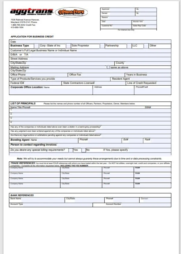 Contractor Credit App