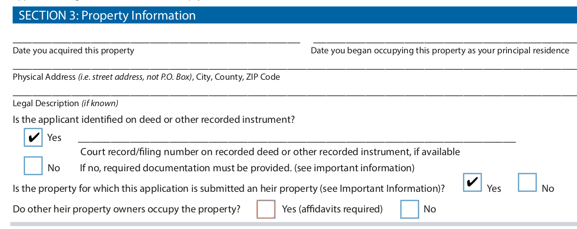 Heir property homestead exemption