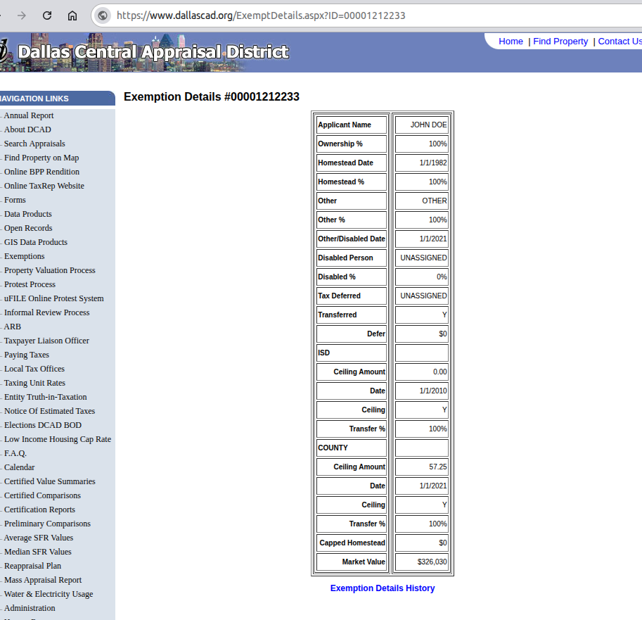 Dallas County Homestead Exemption Details