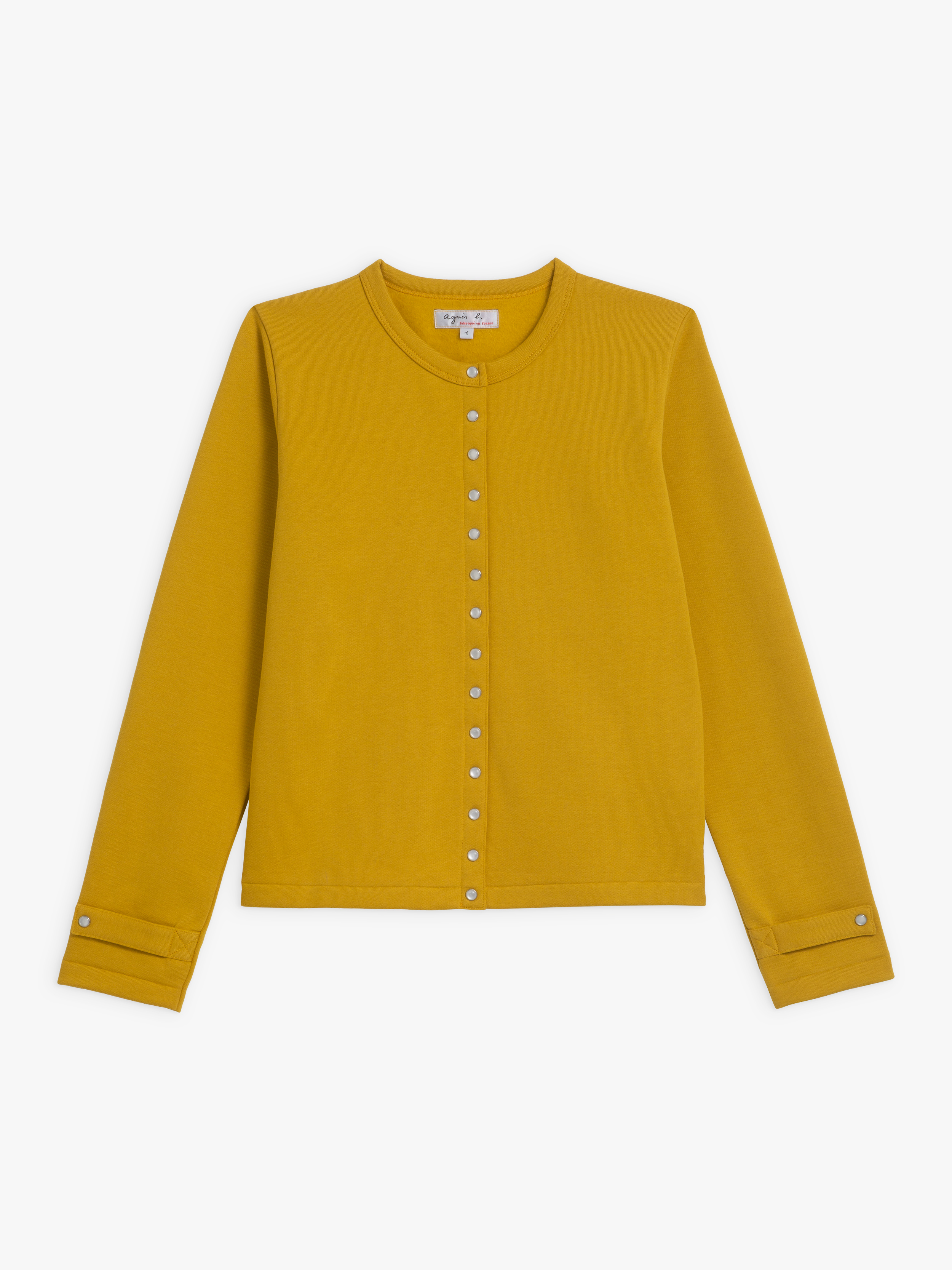 yellow cotton fleece Rosana snap cardigan