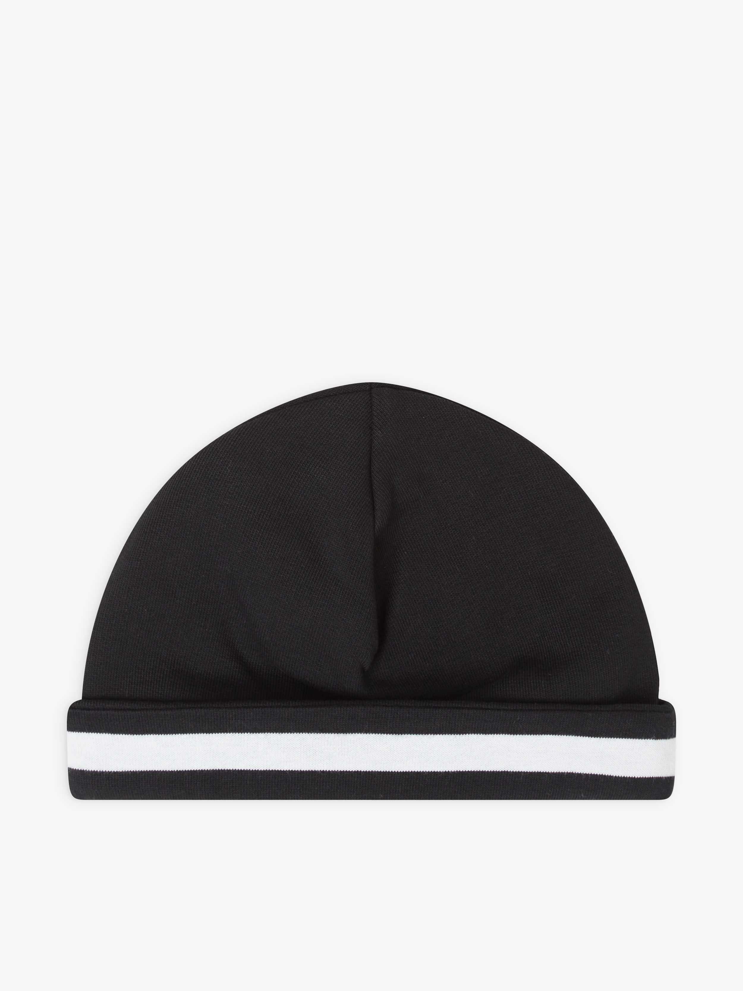bonnet r&eacute;versible en jersey de coton rayures 12/12 noir et blanc