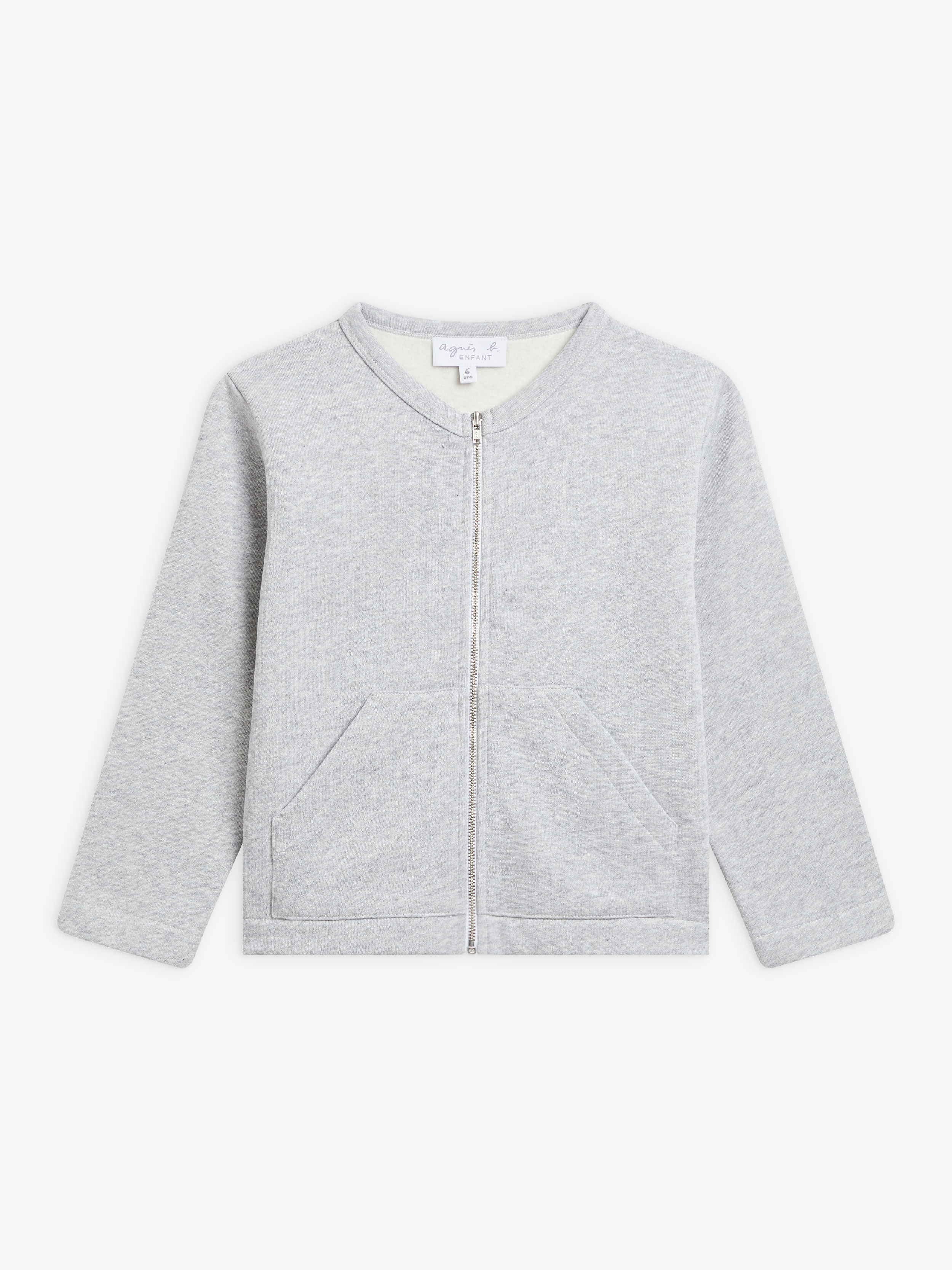 cardigan Zip poches en jersey de coton gris chin&eacute;