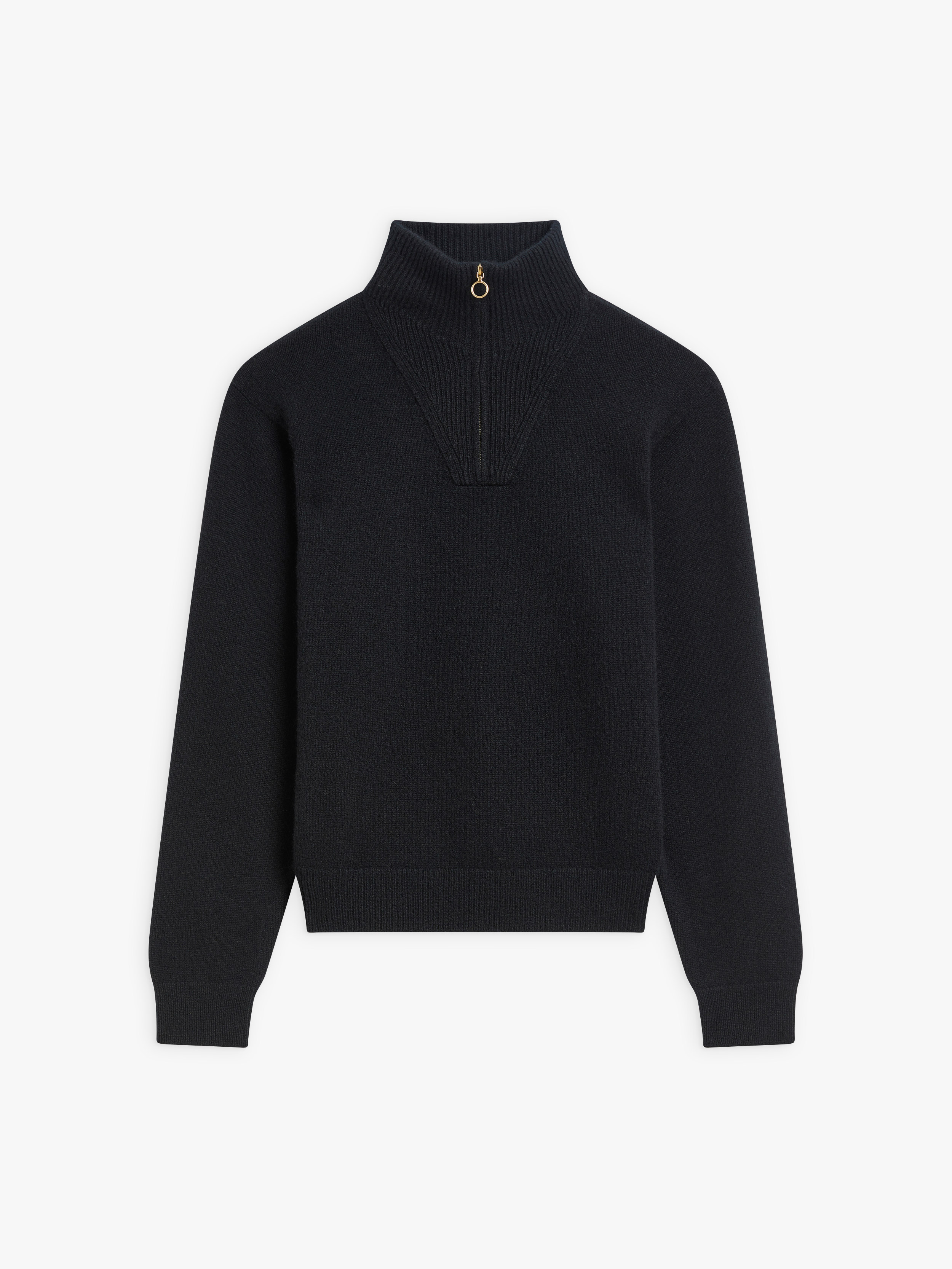 black cashmere trucker jumper