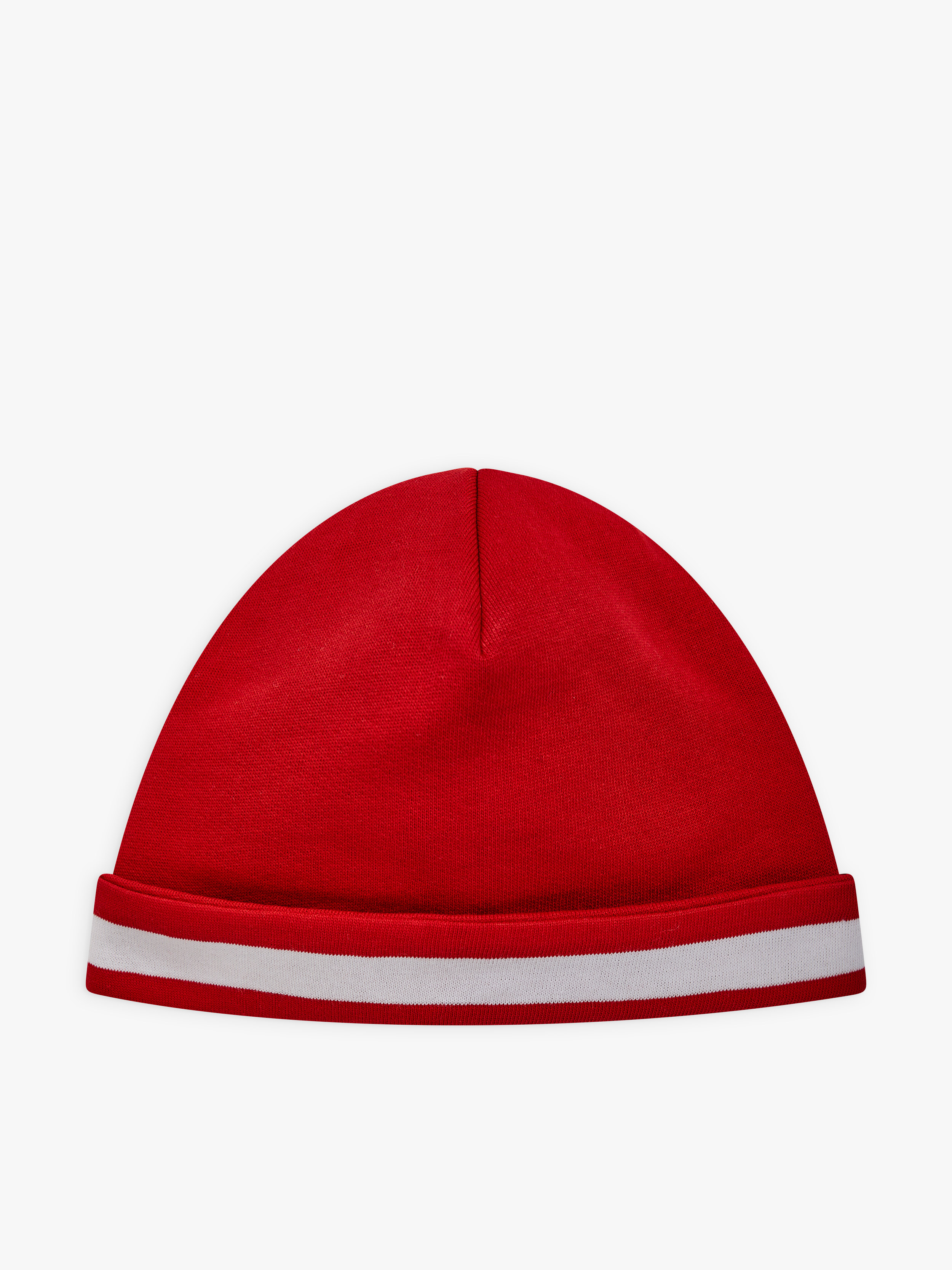 bonnet r&eacute;versible en jersey de coton rayures 12/12 rouge et blanc