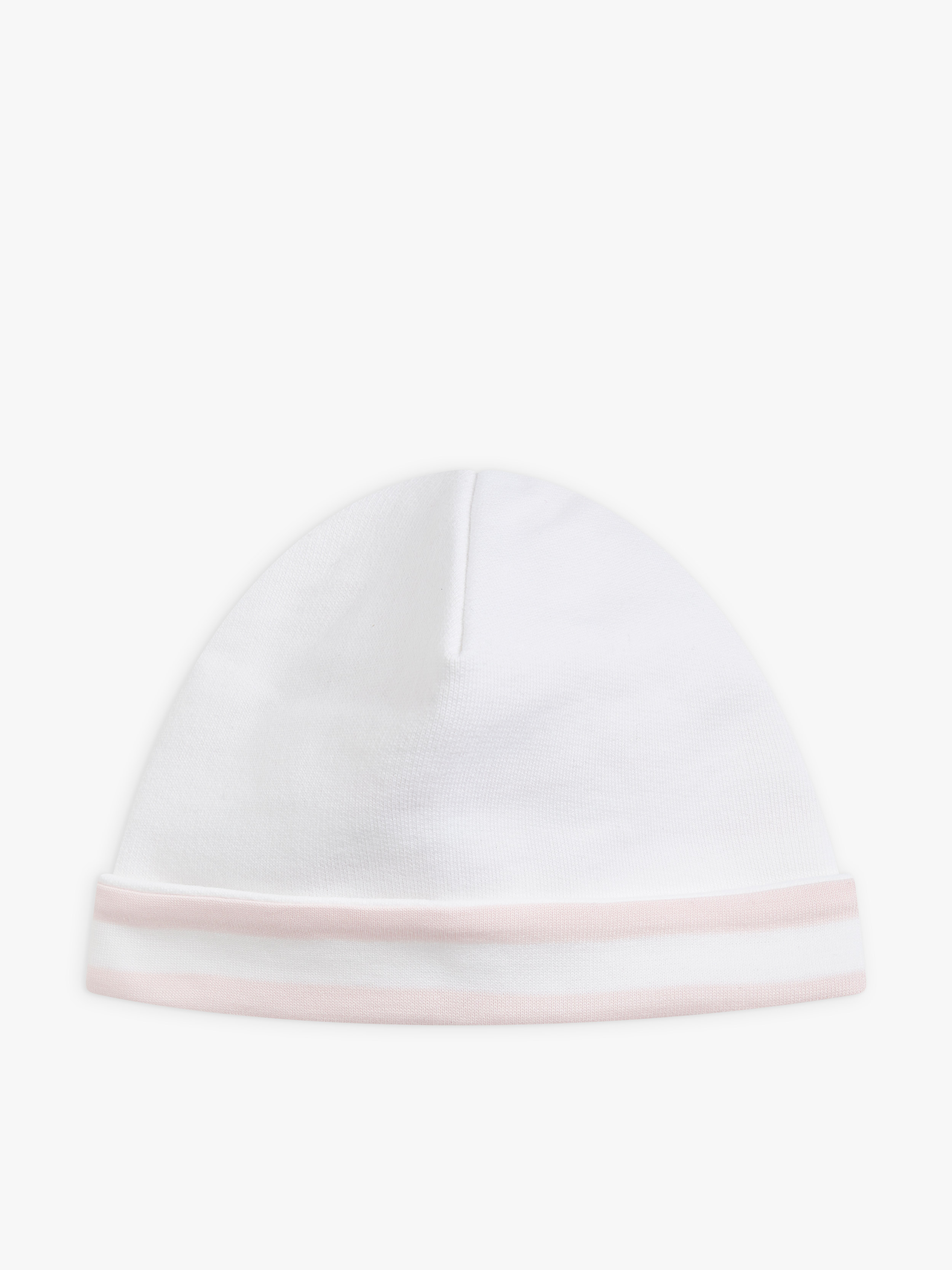 bonnet r&eacute;versible en jersey de coton rayures 12/12 rose et blanc