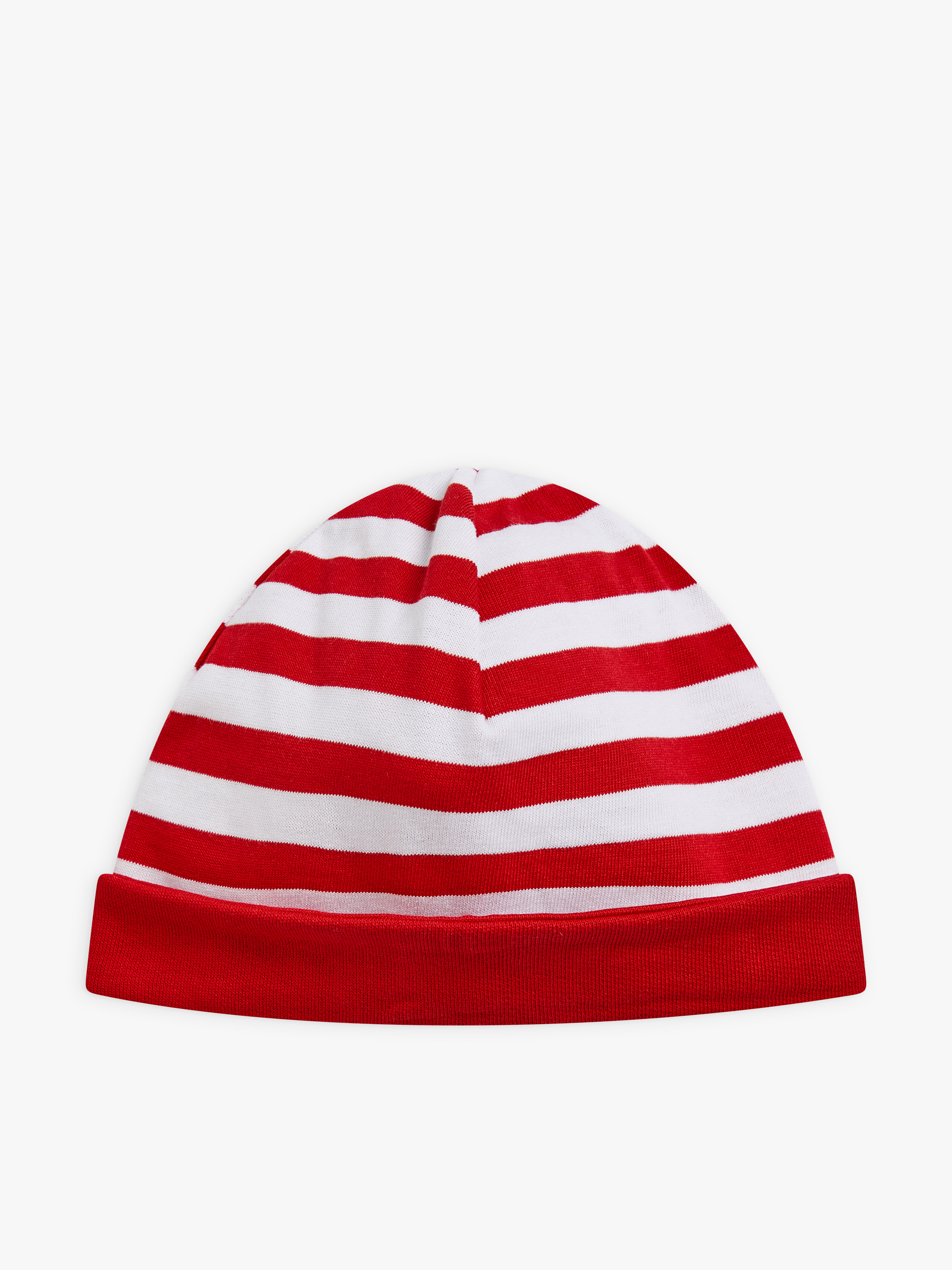 bonnet r&eacute;versible en jersey de coton rayures 12/12 rouge et blanc