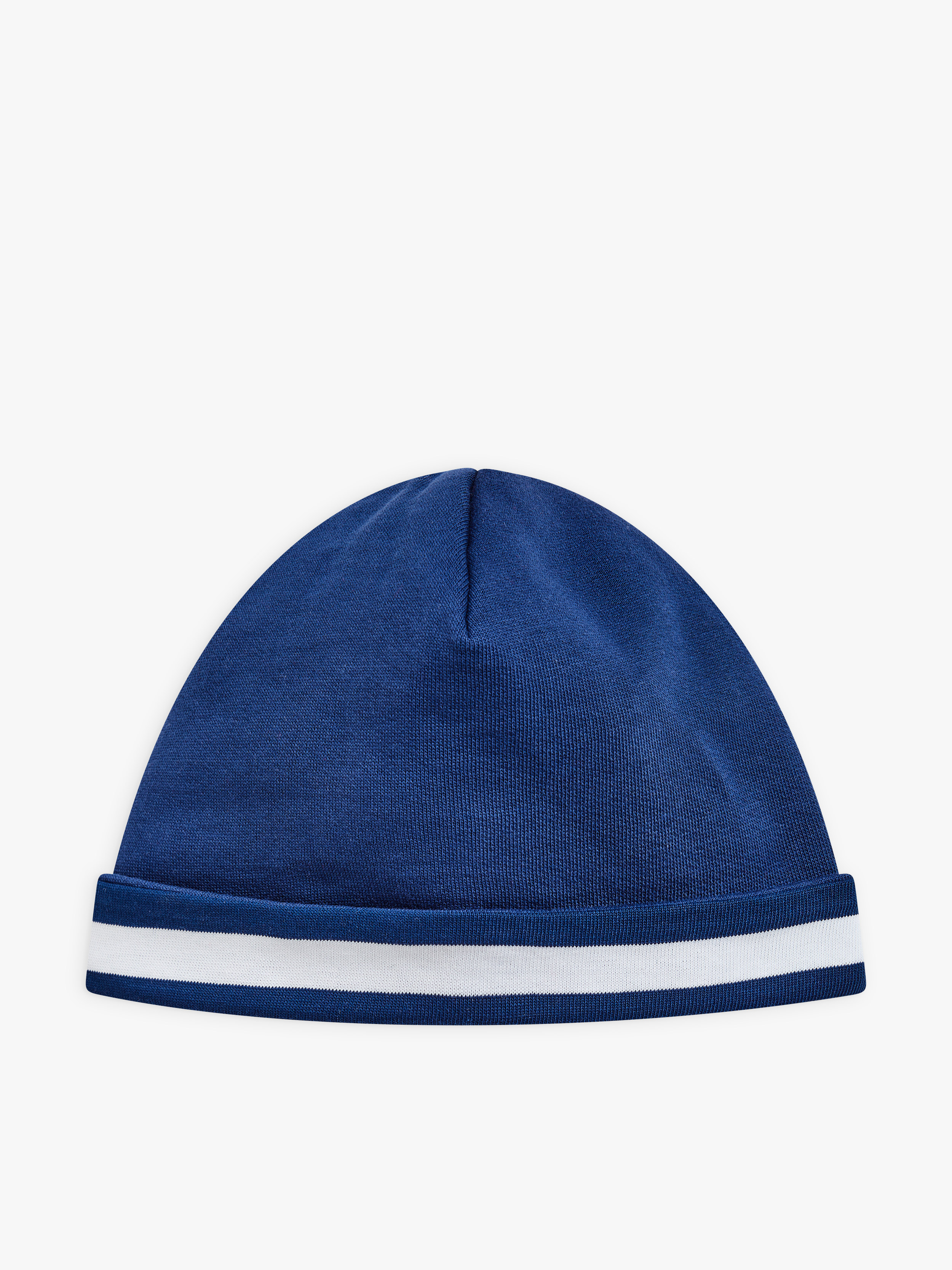 bonnet r&eacute;versible en jersey de coton rayures 12/12 bleu et blanc