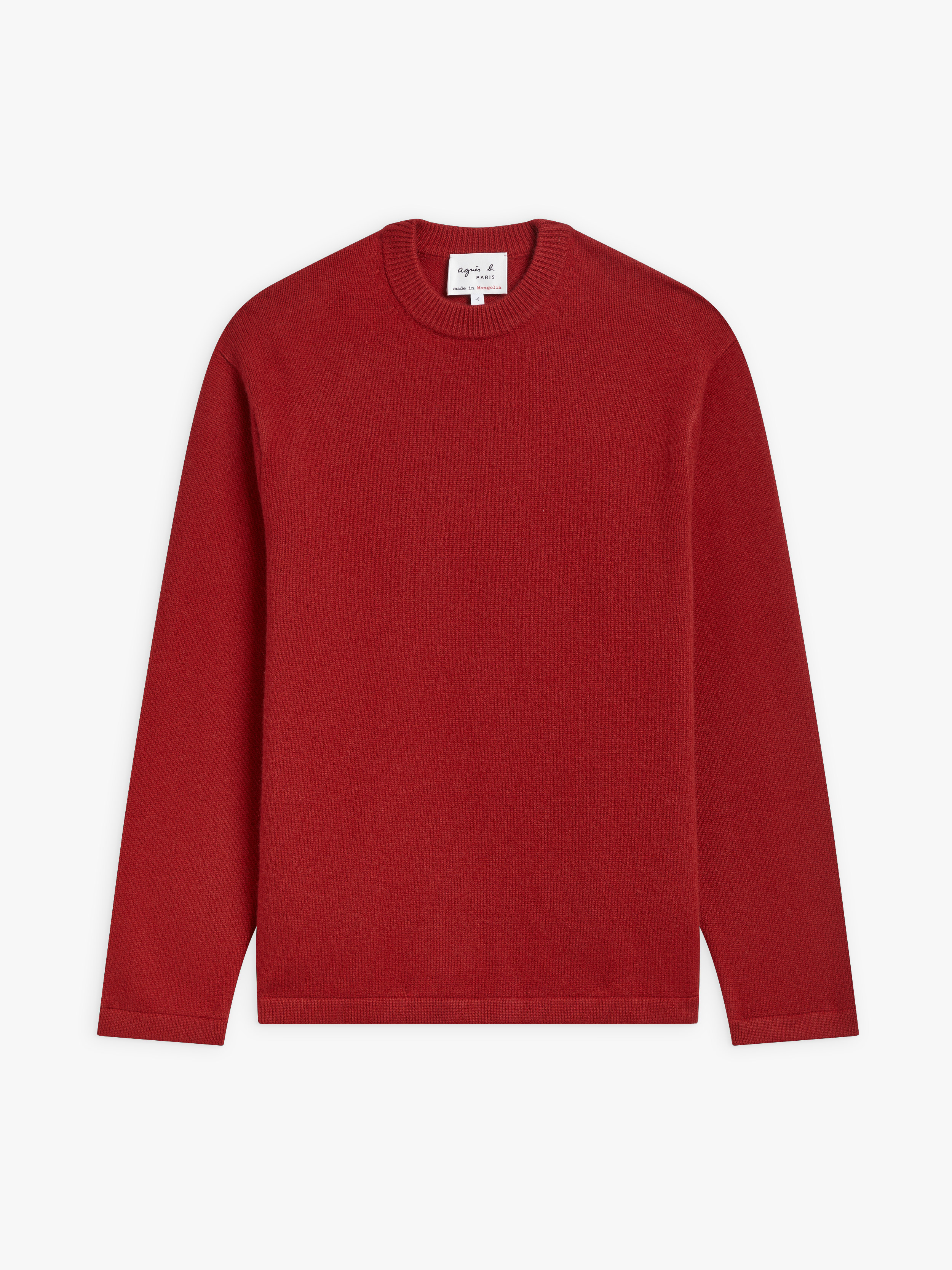 pull ras-de-cou en cachemire rouge