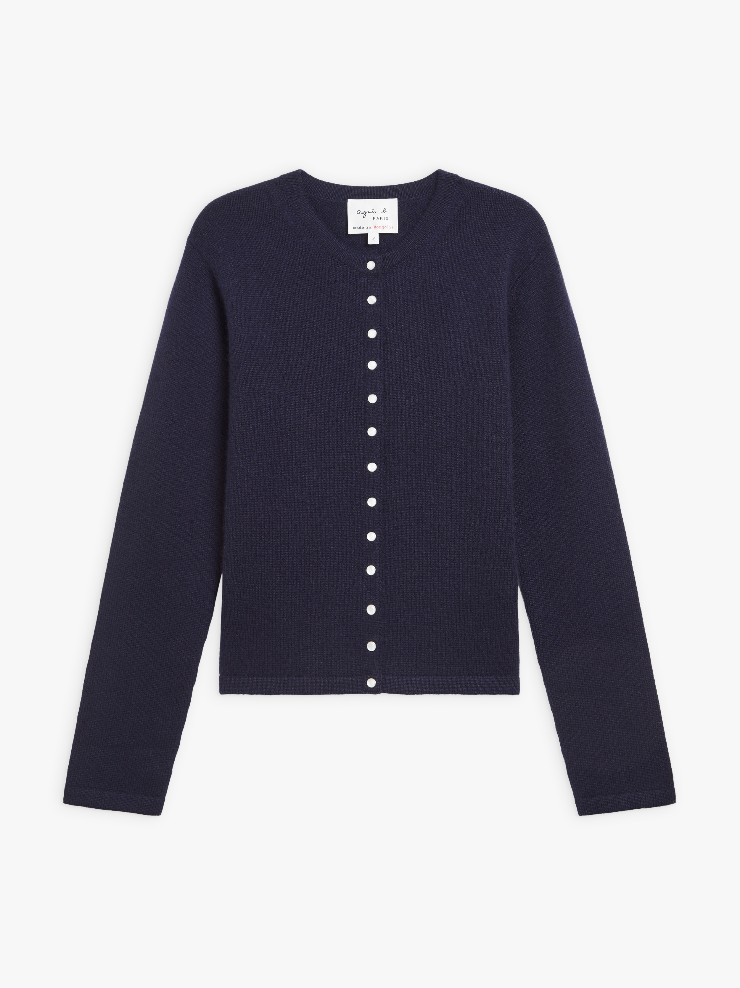 dark blue Le Petit snap cardigan in cashmere
