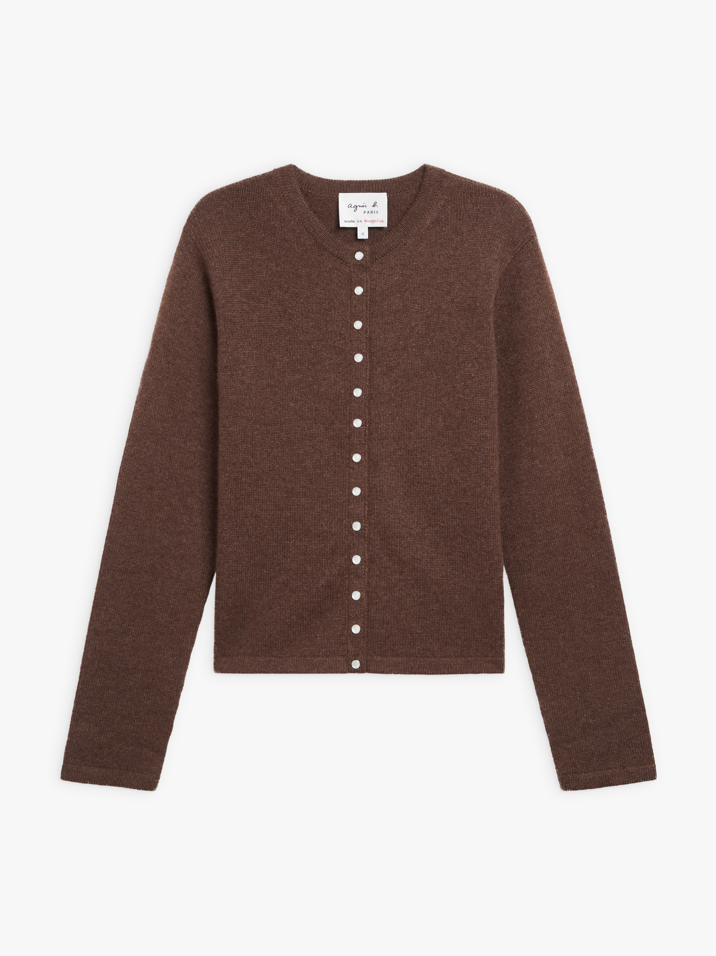 brown Le Petit snap cardigan in cashmere