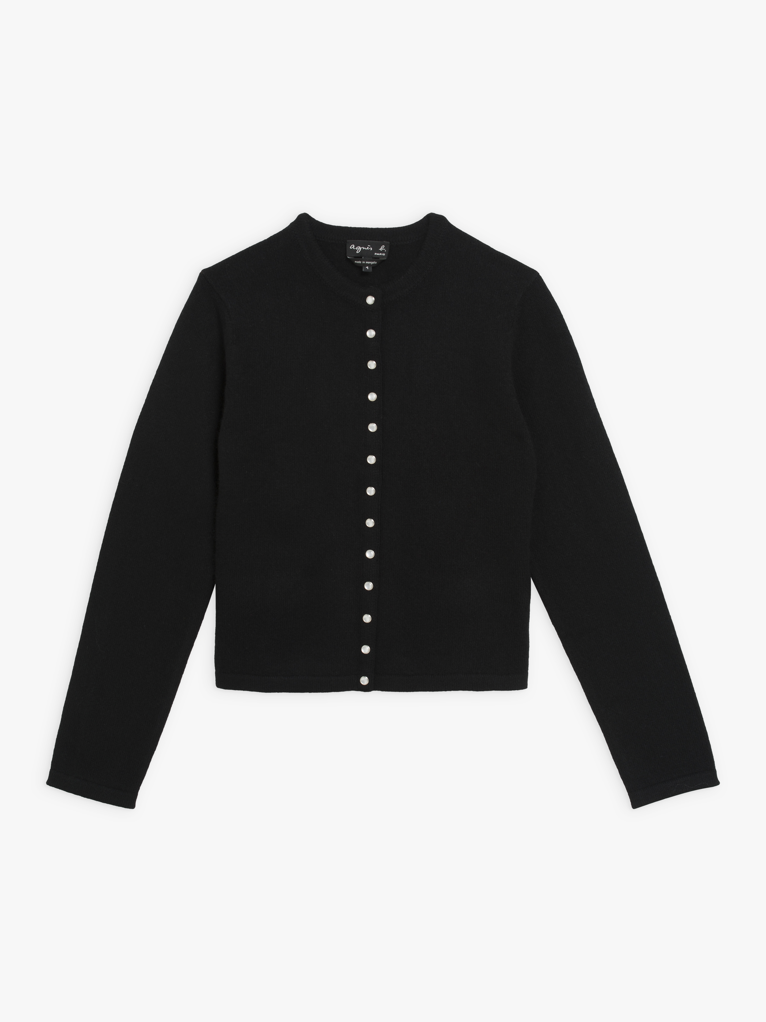 black cashmere Le Petit snap cardigan