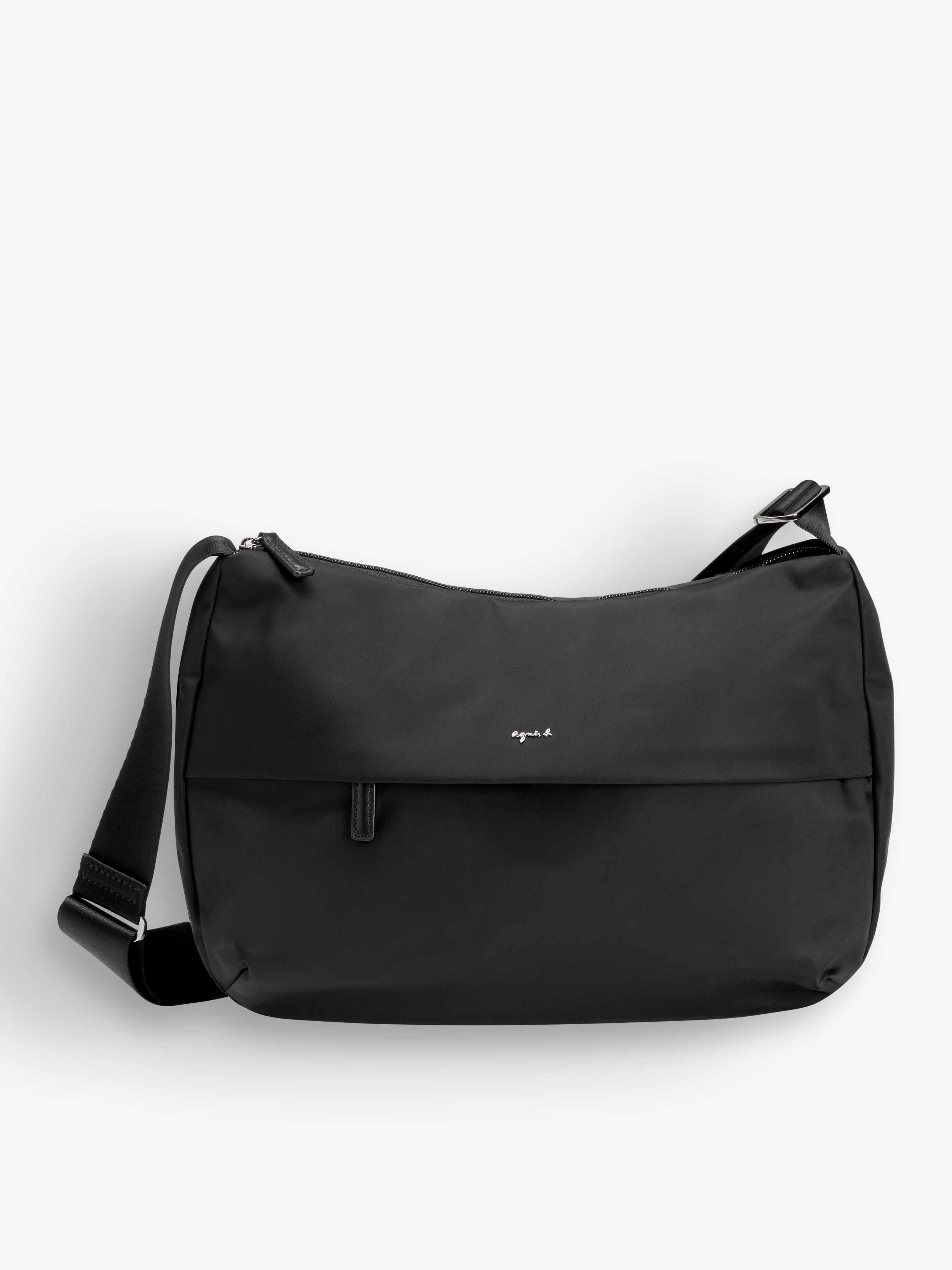 black zippered shoulder bag