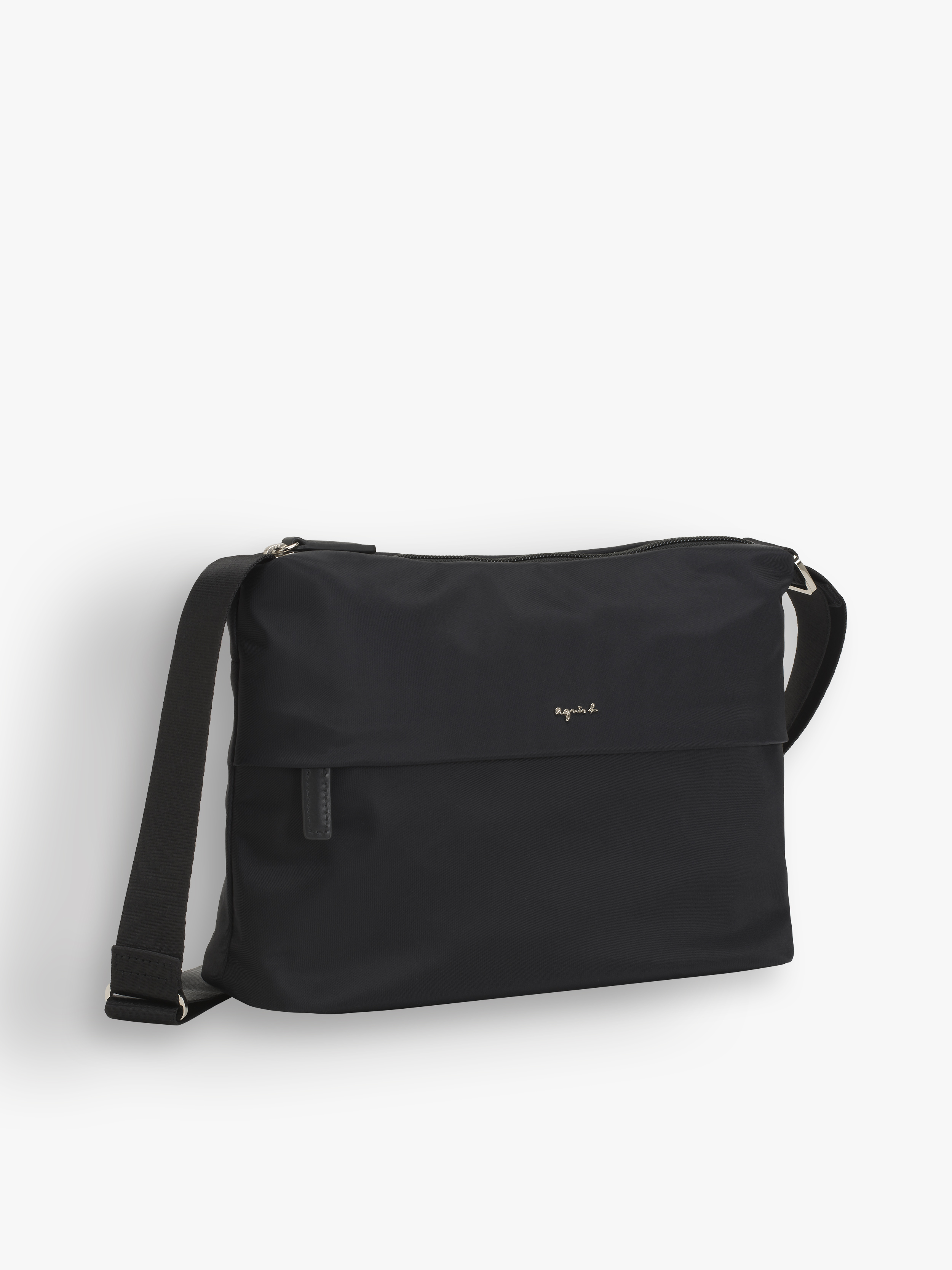 black nylon zipped shoulder bag